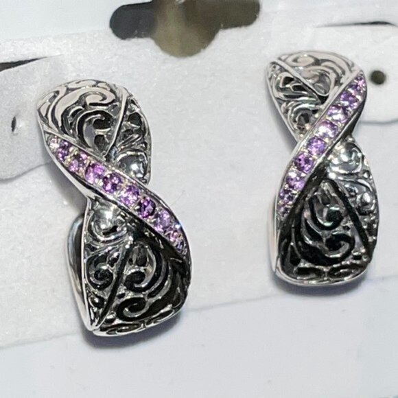 Bali Designs Robert Manse AMETHYST HOOP Earrings - Picture 12 of 13